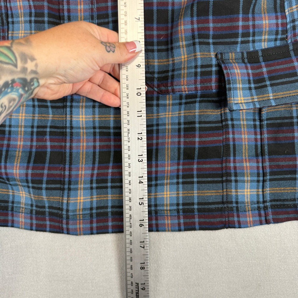 Y2K‎ Plaid Cargo Skirt Juniors 17 Blue Tartan Mini Utility Pockets Grunge Punk - Picture 10 of 11